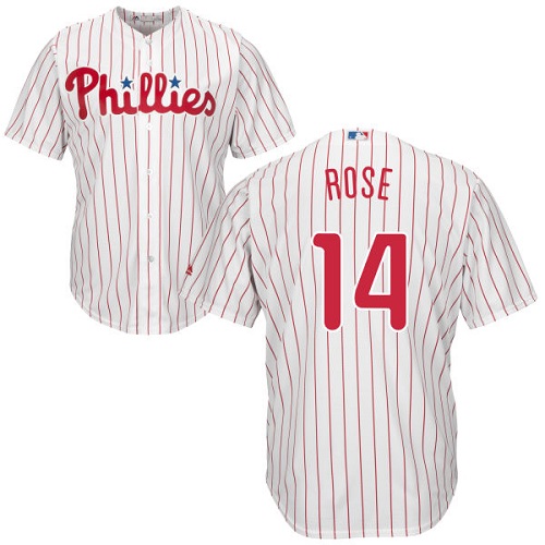 Phillies #14 Pete Rose White(Red Strip) Cool Base Stitched Youth MLB Jersey - Click Image to Close